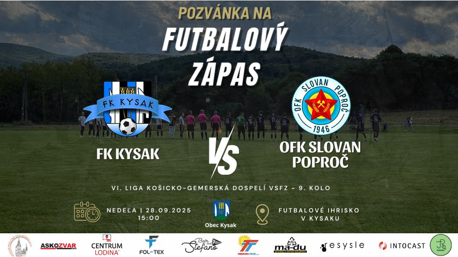 Fotka - Pozvánka na futbalový zápas 28.9.2025