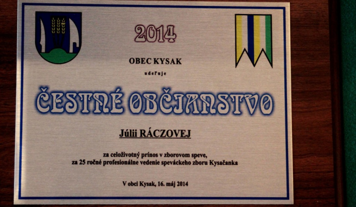 1. fotografia fotogalérie Udeľovanie ocenení  Čestný občan obce 16.5.2014
