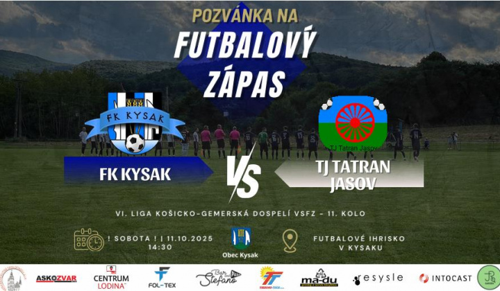 Fotka - Pozvánka na futbalový zápas 11.10.2025