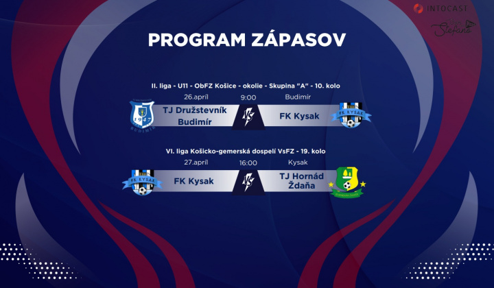 Fotka - Pozvánka na futbalové zápasy 26. - 27.4.2025