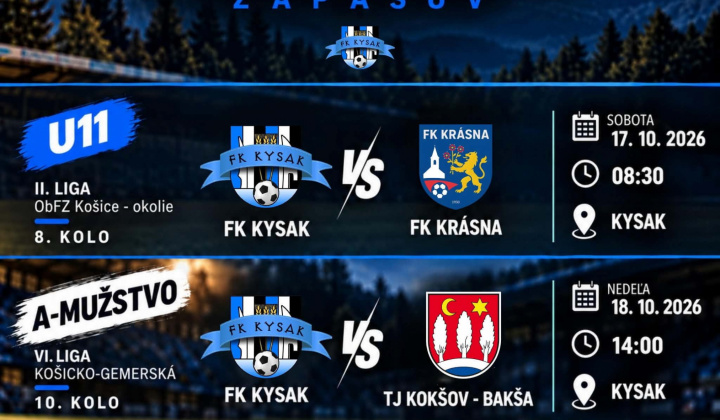 Fotka - Pozvánka na futbalové zápasy 17. - 18.09.2026
