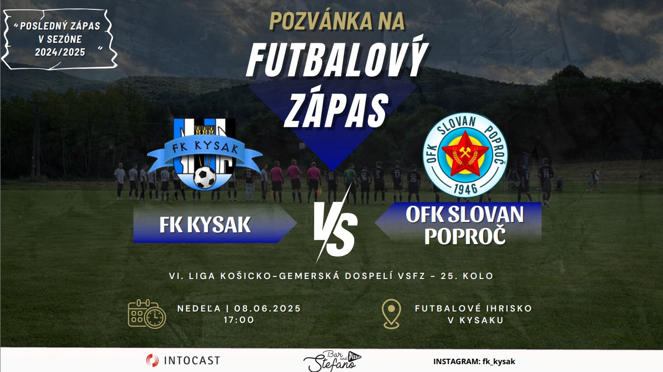Fotka - Pozvánka na futbalový zápas 8.6.2025
