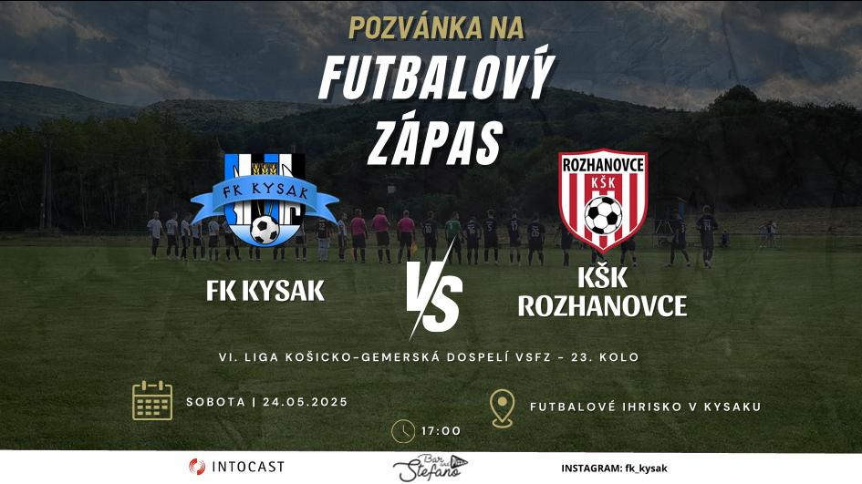 Fotka - Pozvánka na futbalový zápas 24.5.2025